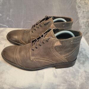 Clarks Delsin Ankle Boots Mens 7 Antique‎ Brown Leather Chukka Shoes